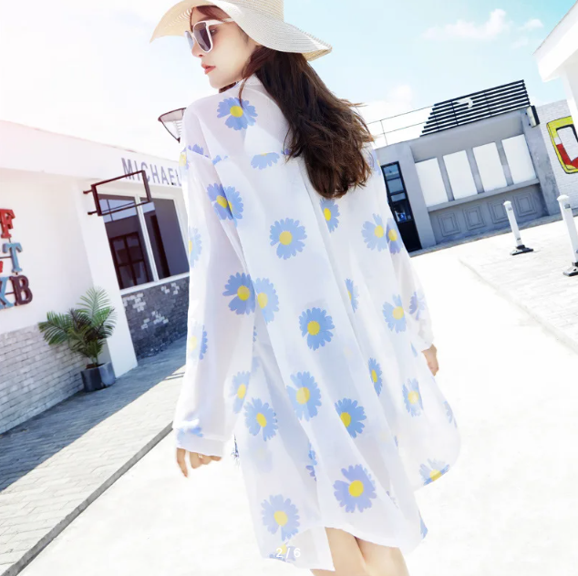 Sunflower Print Long Shirt