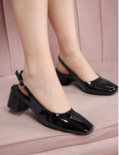 Black Classy Square Shape Pumps