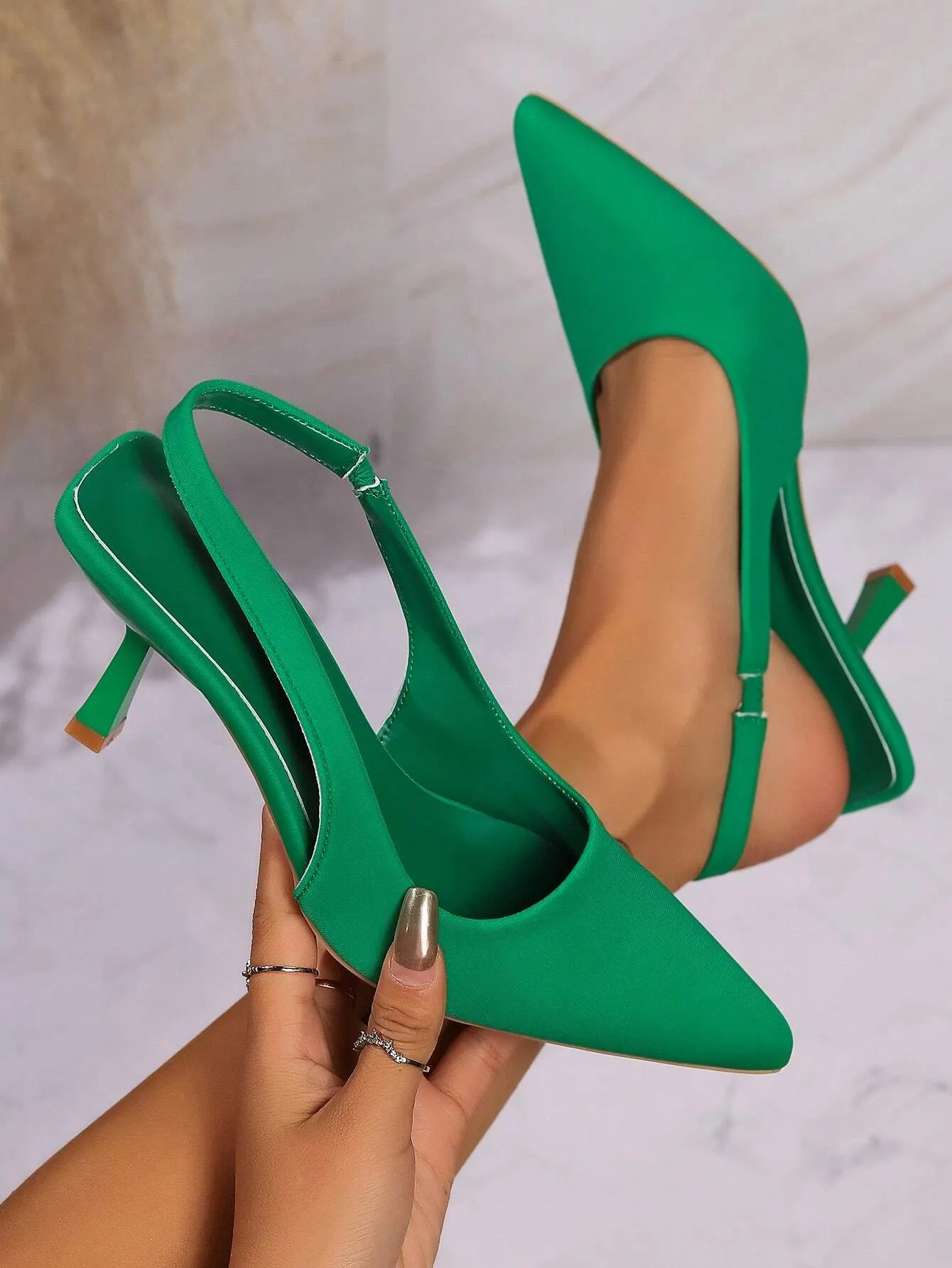 Emerald Slingback Pointed-Toe Pumps