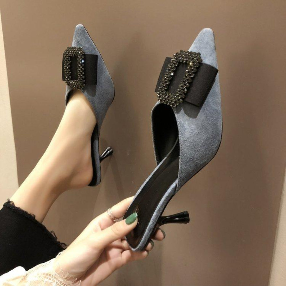 Crystal Buckle Pointed-Toe pumps