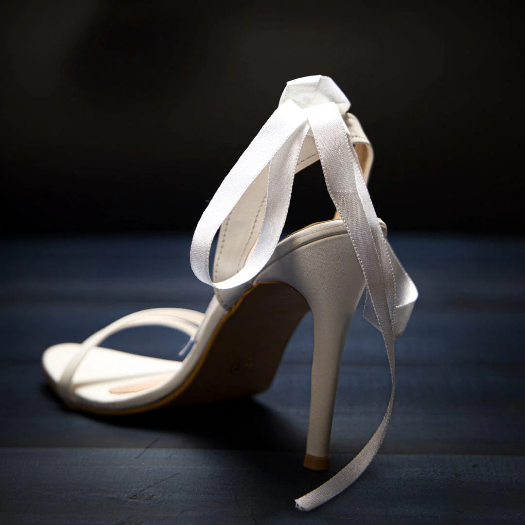 White Ribbon High Pencil Heels