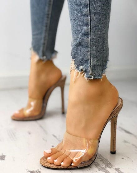 Transparent Thin Heeled Sandals