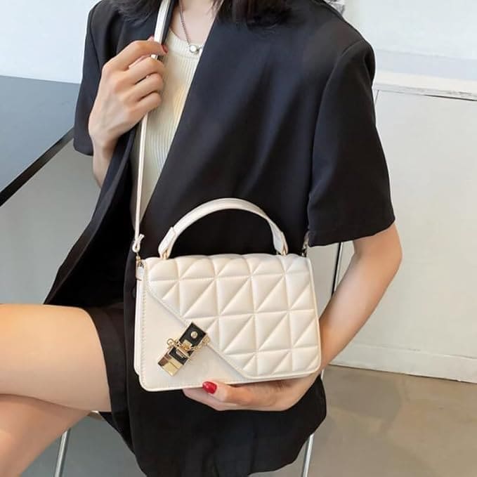 White Glam Icon Women Handbag