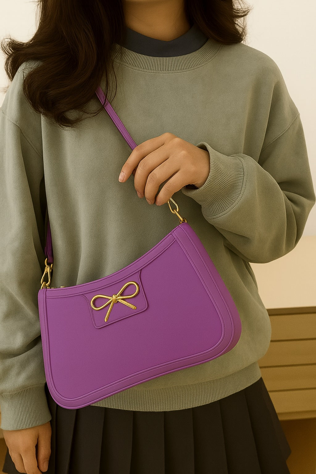 Purple Spacious Everyday Handbag