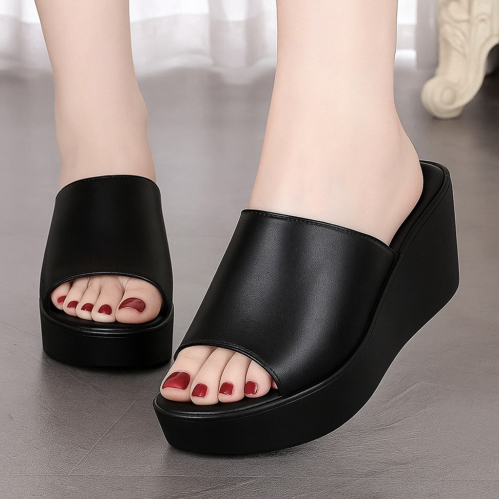 Classic Slip-On Peep Toe Wedge