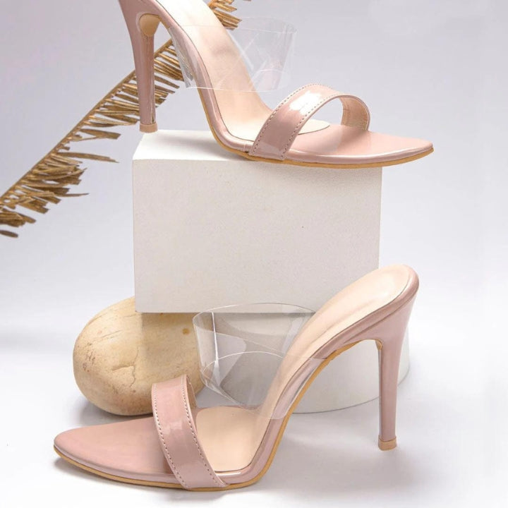 Beige Transparent Pencil Heels