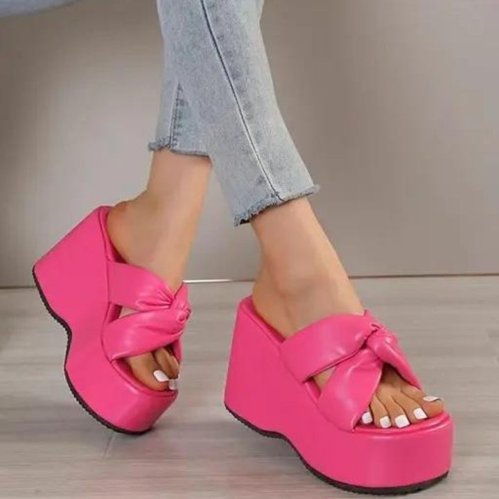 Crisscross Twisted Strap Wedges