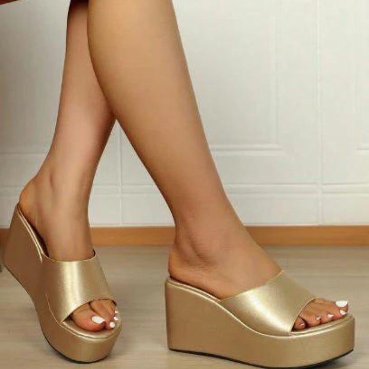 Golden Shimmering Metallic Wedges