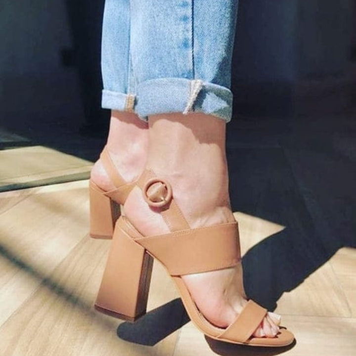 Formal Beige Block Heel