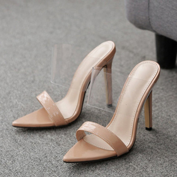 Beige Transparent Pencil Heels