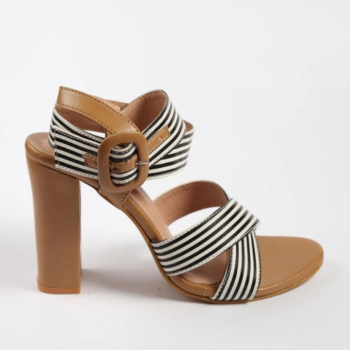 Brown Strap Criss Cross Heels