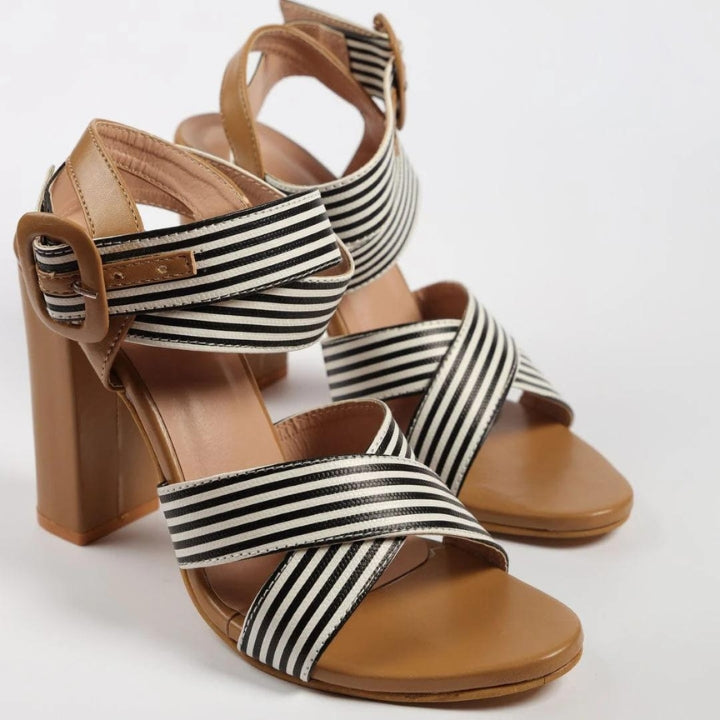 Brown Strap Criss Cross Heels