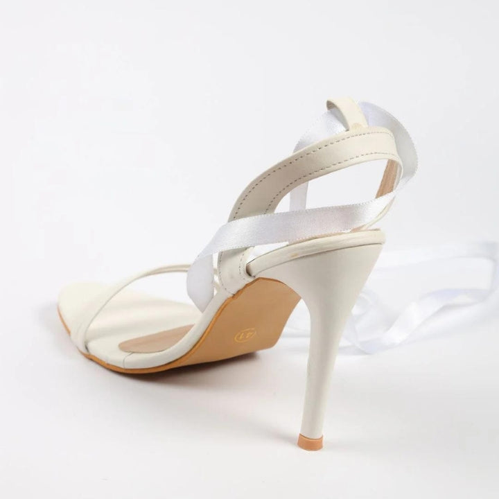 White Ribbon High Pencil Heels