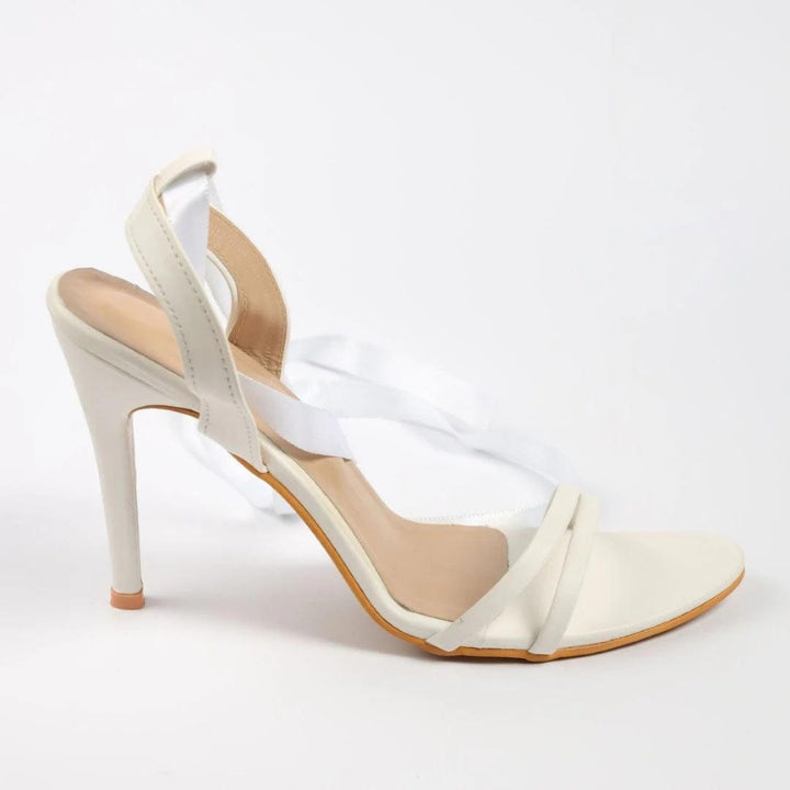 White Ribbon High Pencil Heels