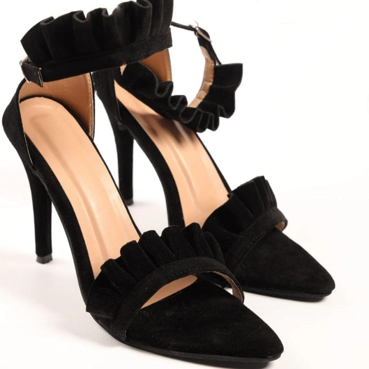 Black Flare Pencil Heels