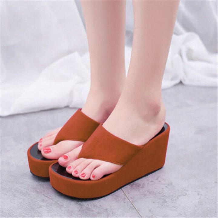 Beige Solid Wedges