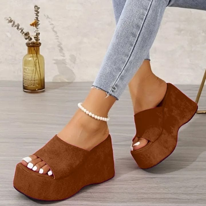 Beige Solid Women Wedges