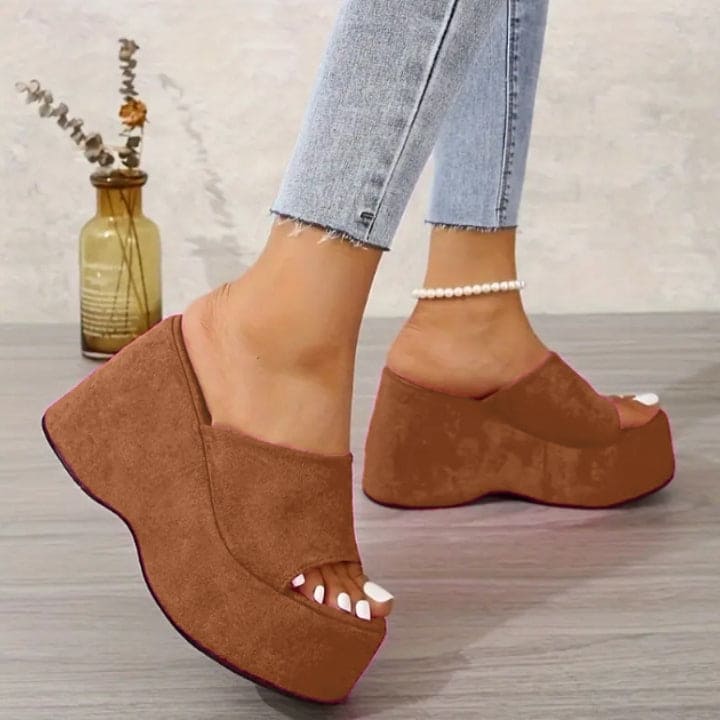 Beige Solid Women Wedges