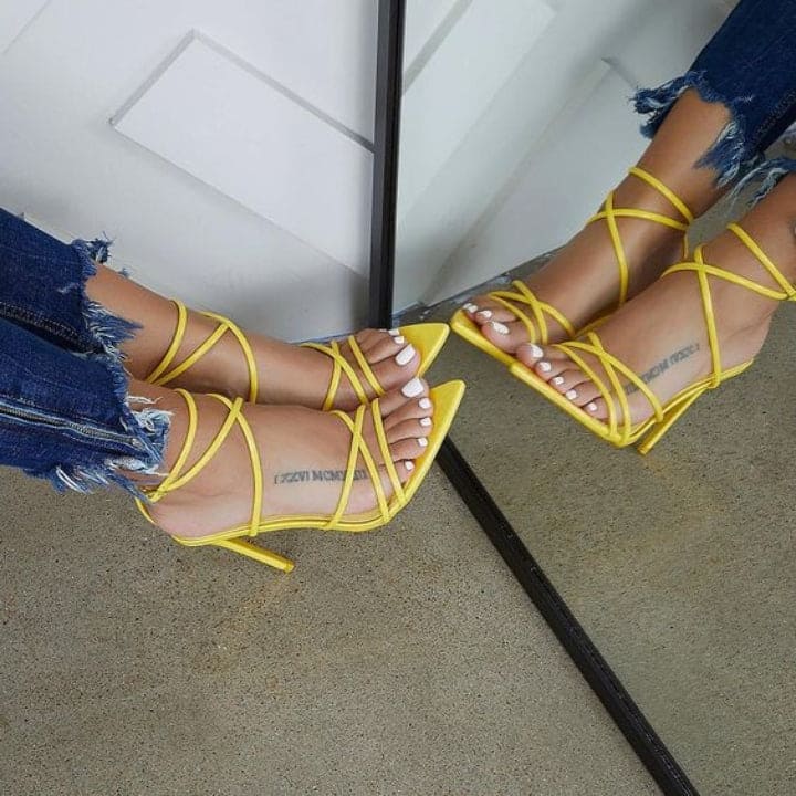 Yellow Pointed Pencil Heels