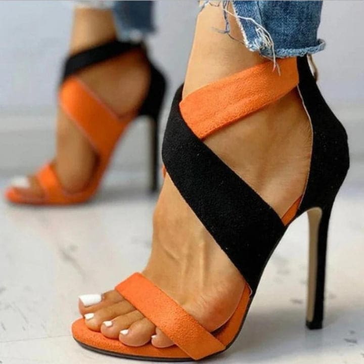 Black And Saffron Pencil Heels