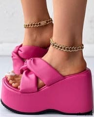 Crisscross Twisted Strap Wedges