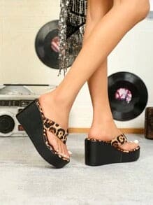 Leopard Print Beachy Wedges