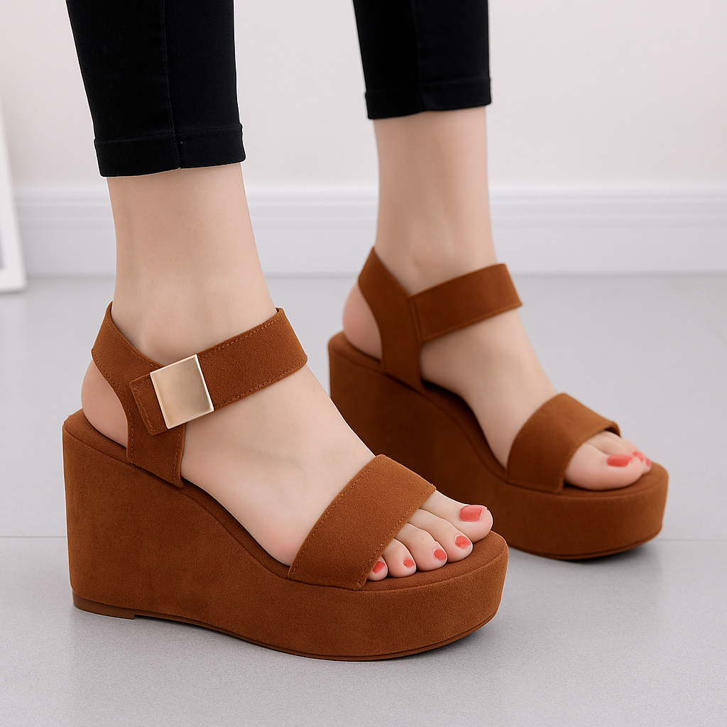 Elegant Platform Ankle Strap Wedges
