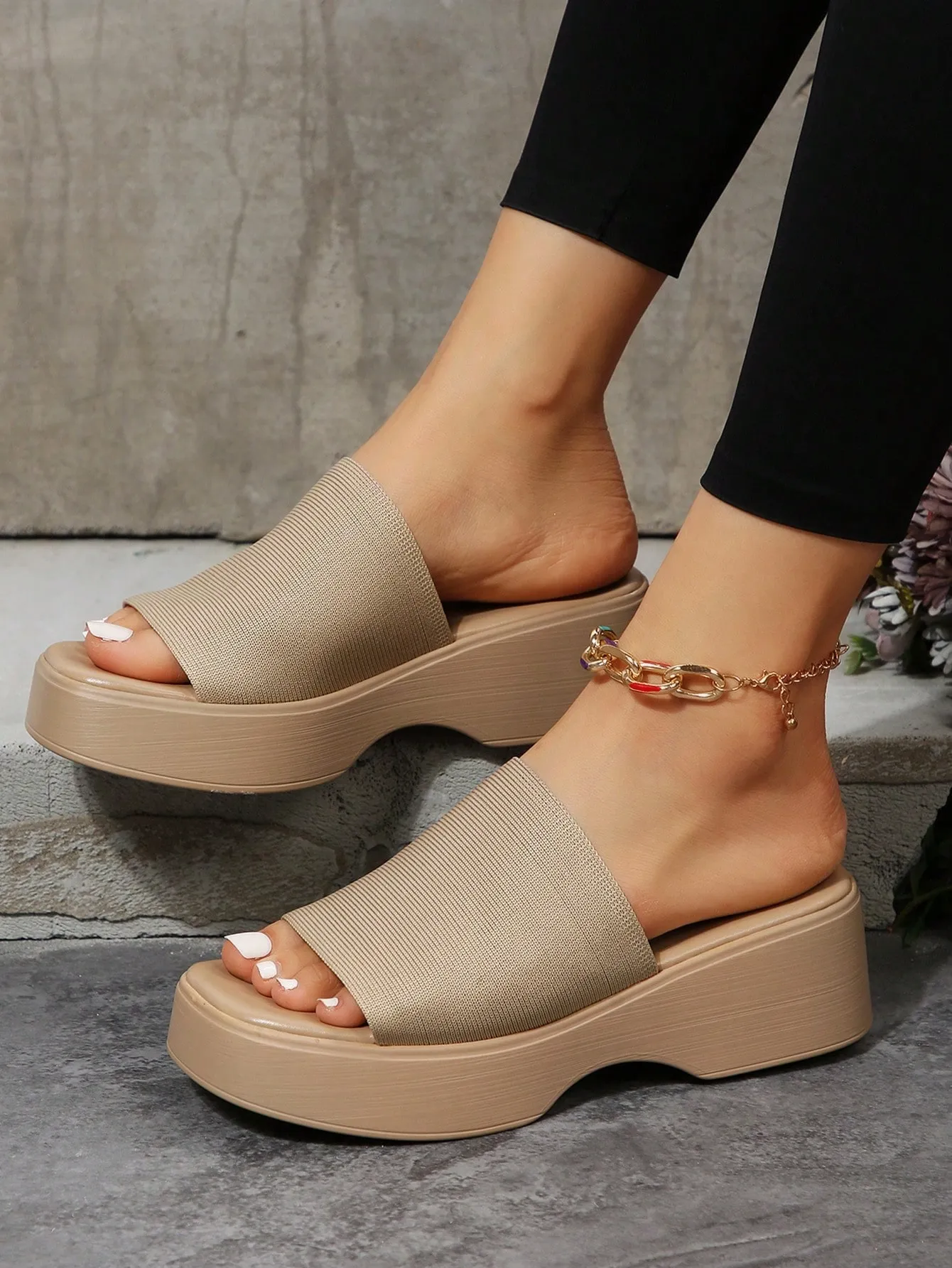 Chic Nude Platform Wedges