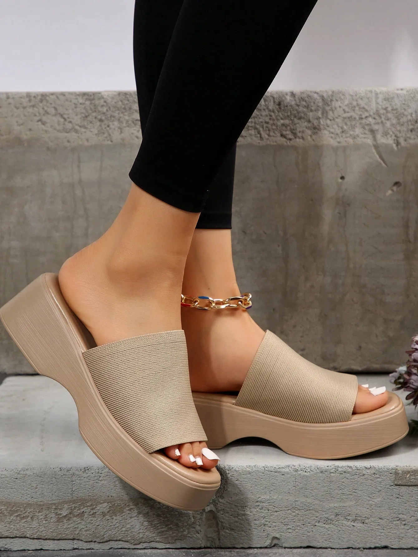 Chic Nude Platform Wedges