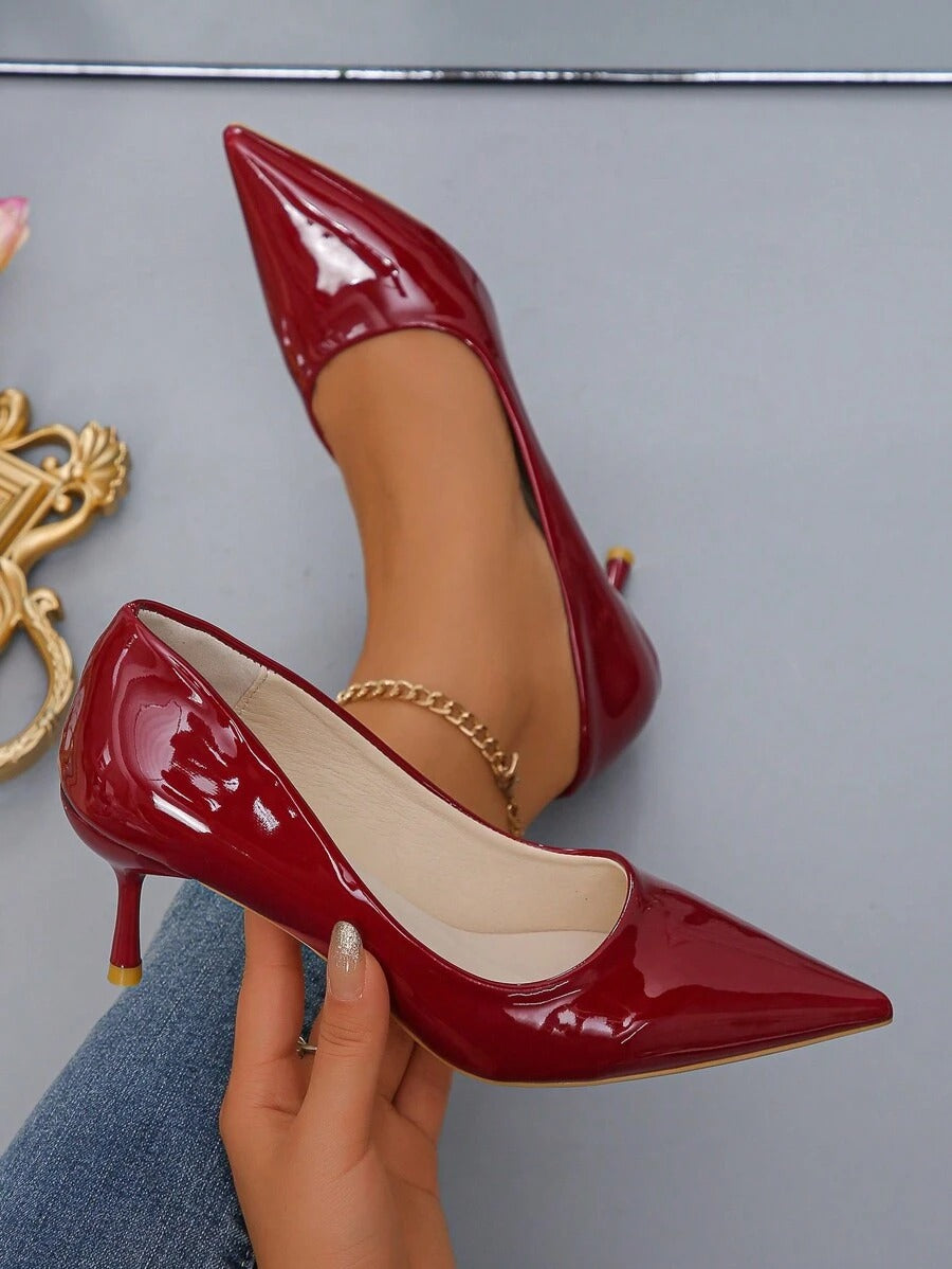 Bold Berry Patent Kitten Pumps