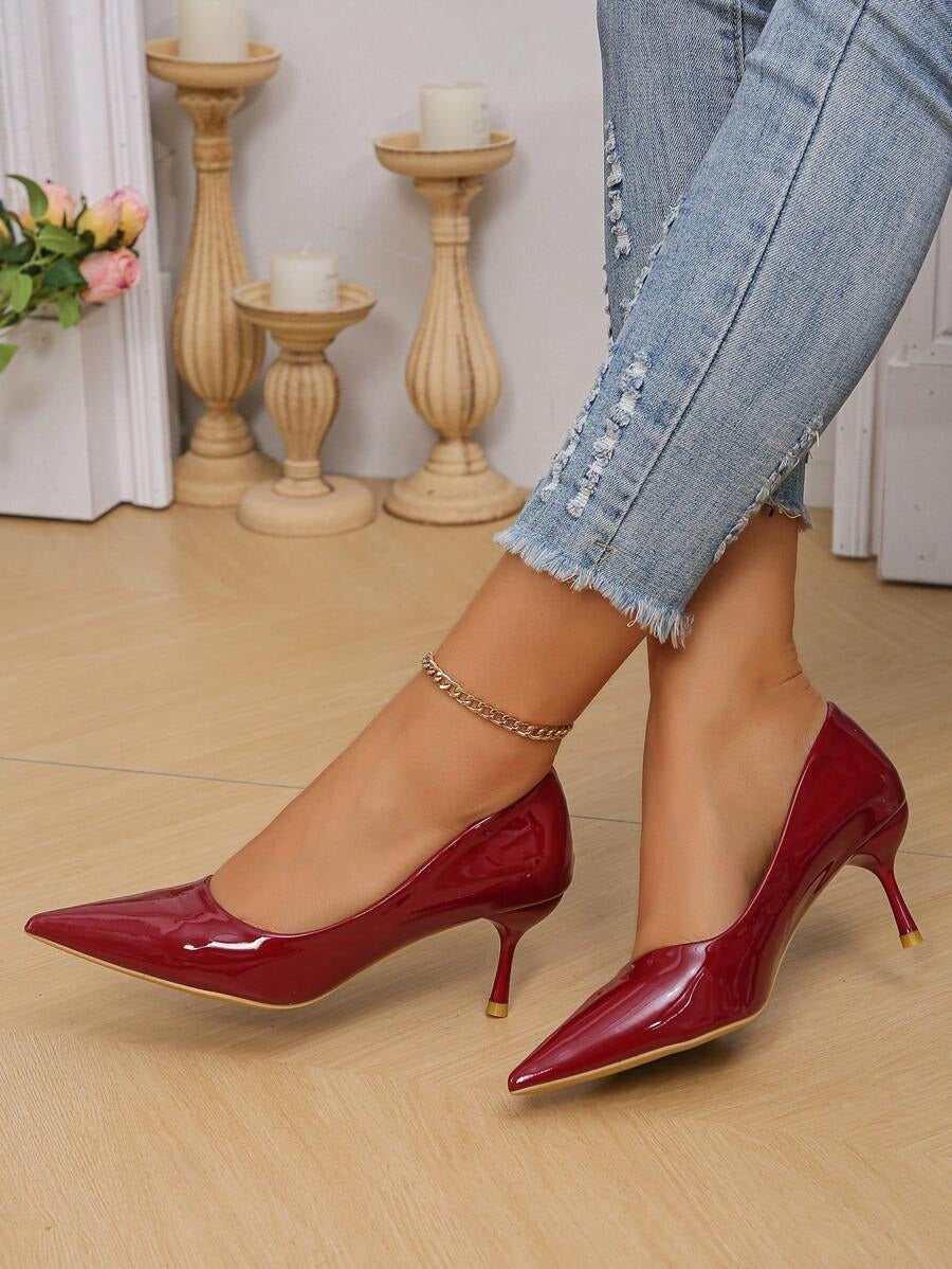 Bold Berry Patent Kitten Pumps