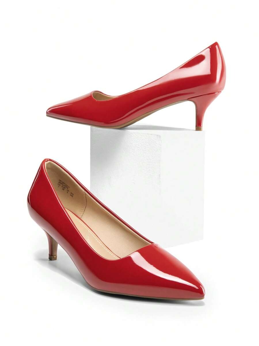 Classic Patent Pointed-Toe Red Pumps
