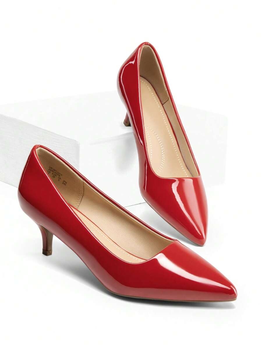 Classic Patent Pointed-Toe Red Pumps