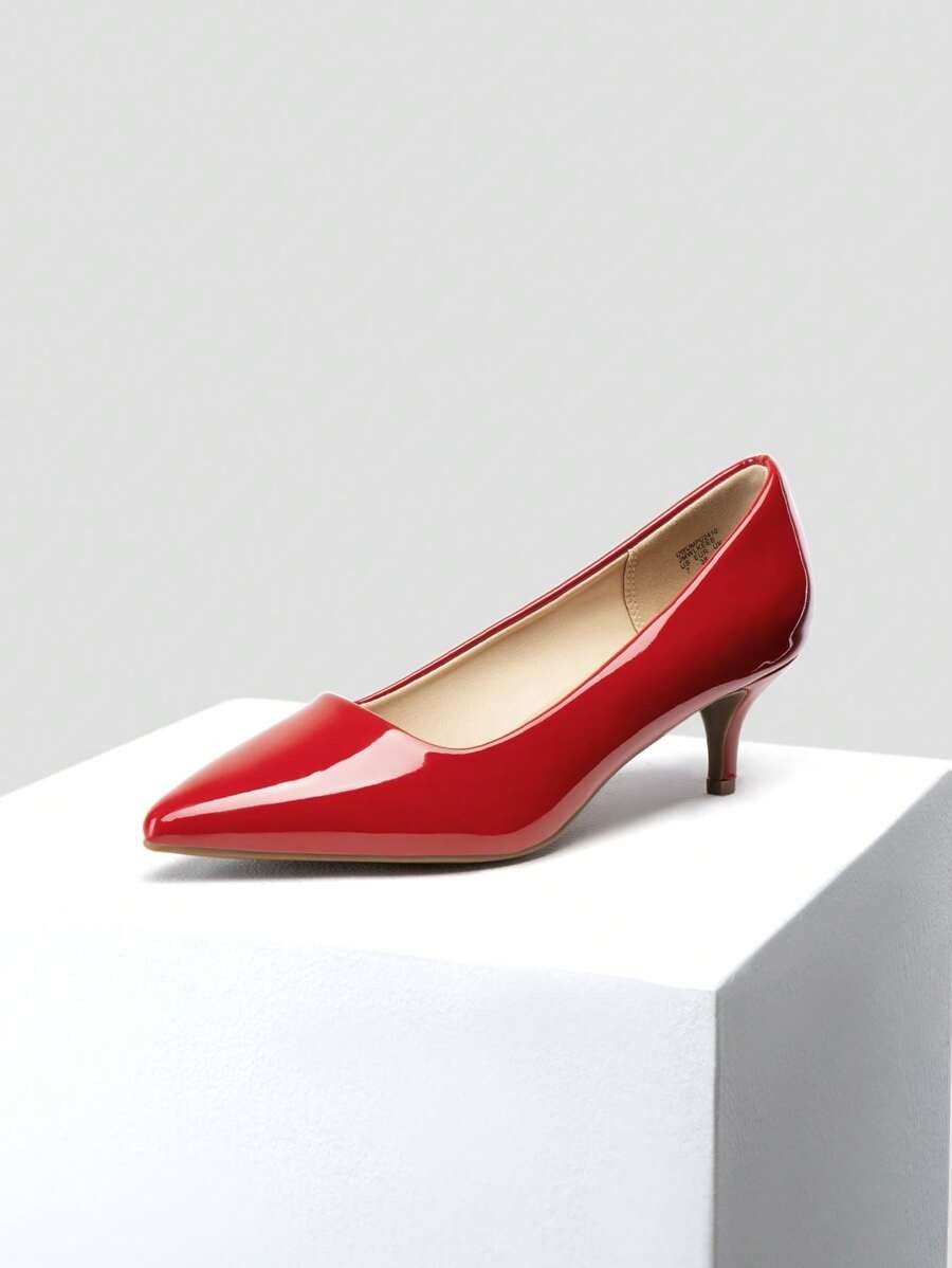 Classic Patent Pointed-Toe Red Pumps