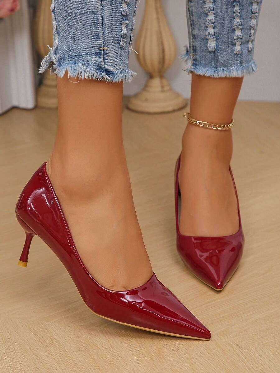 Bold Berry Patent Kitten Pumps