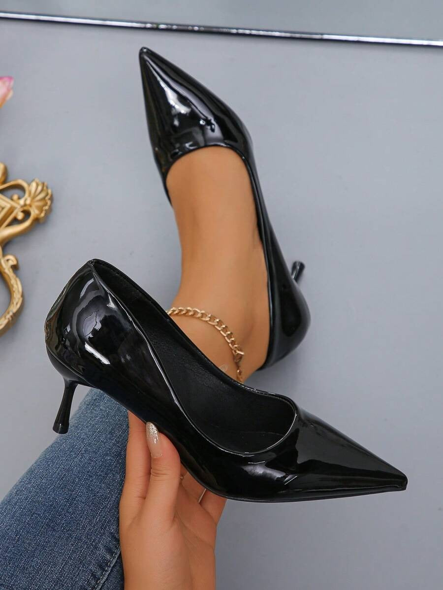 Chic Nude Glossy Stiletto Pumps