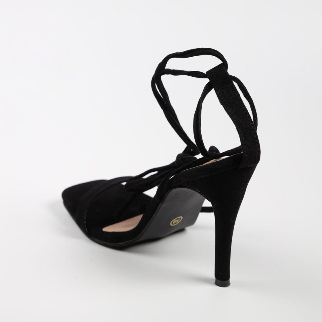 London Love - Black lace up heels